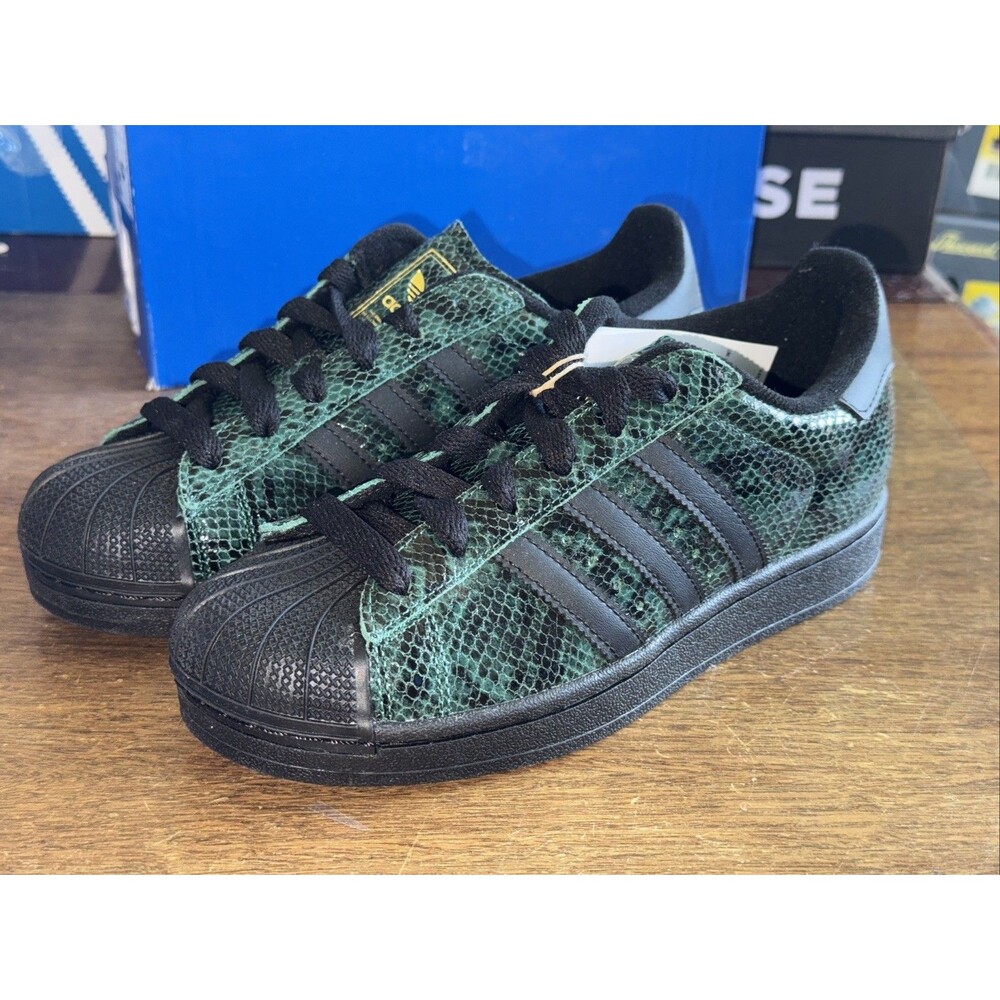 Women’s Size 6 adidas Superstar II Snakeskin Green Black Gold JP8159 NIB